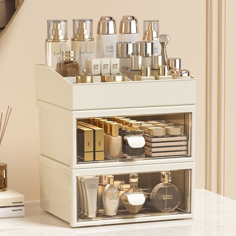Makeup Organizer Manufacturer - 3 Layer Desktop Cosmetic Storage Case