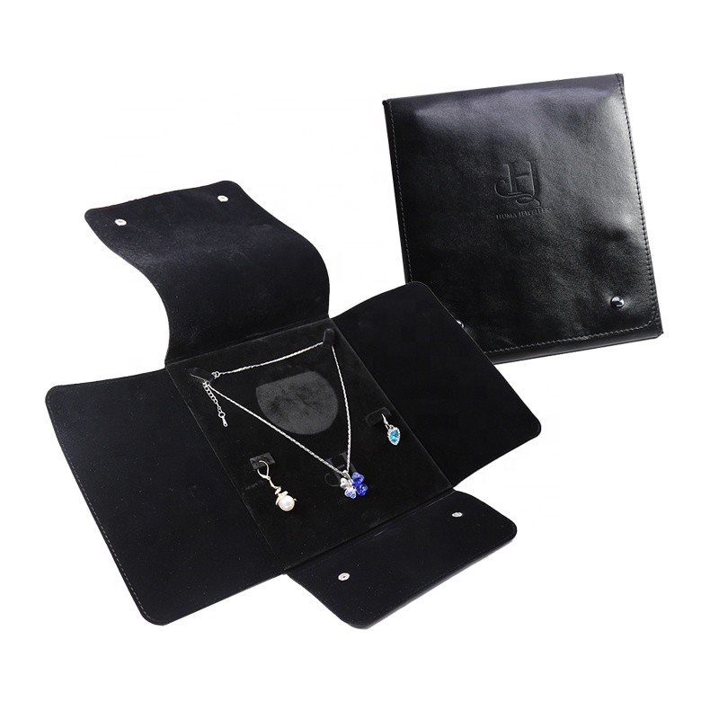 Jewelry Pouch Bag Manufacturer - High Quality Black PU Leather Foldable