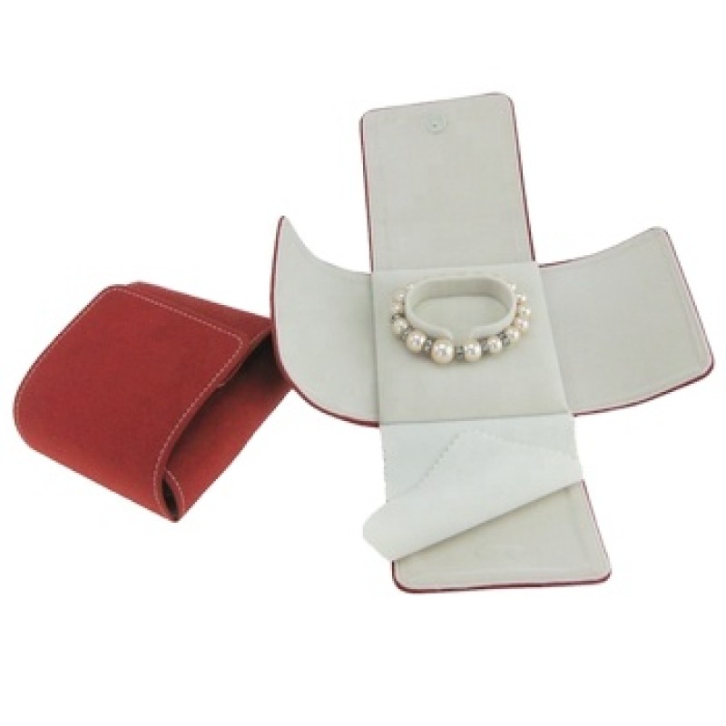 Jewelry Bag Manufacturer - Red Suede Bracelet Packaging Bangle Pouch