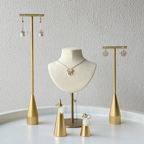 Jewelry Display Stand Manufacturer - Gold T Shape Metal Ring Organizer