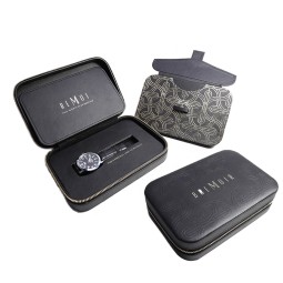 Watch Storage Bag Manufacturer - Custom Black Leather Travel Organizer