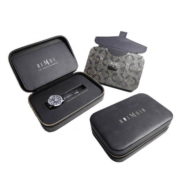 Watch Storage Bag Manufacturer - Custom Black Leather Travel Organizer