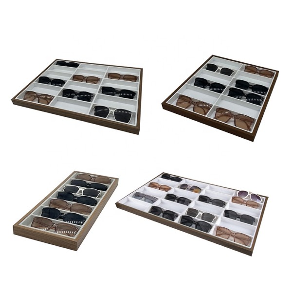 Glasses Organizer Manufacturer - 7-24 Slots Wooden Sunglasses Tray