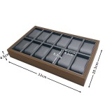 Watch Display Tray Manufacturer - Luxury Men's 12 Watches Gray Leather