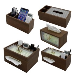 Tissue Box Organizer Manufacturer - Luxury Multifunctional Wooden Desktop