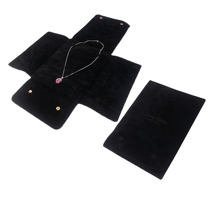 Jewelry Pouch Manufacturer - Travel Black Velvet Customize Necklace