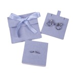 Jewelry Pouch Manufacturer - Blue Microfiber Ribbon Bowknot with Foam