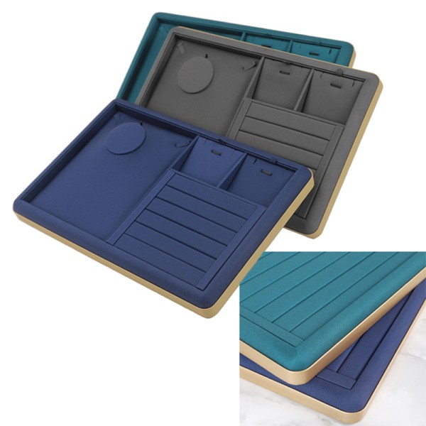 Jewelry Display Tray Manufacturer - Golden Metal Frame Microfiber