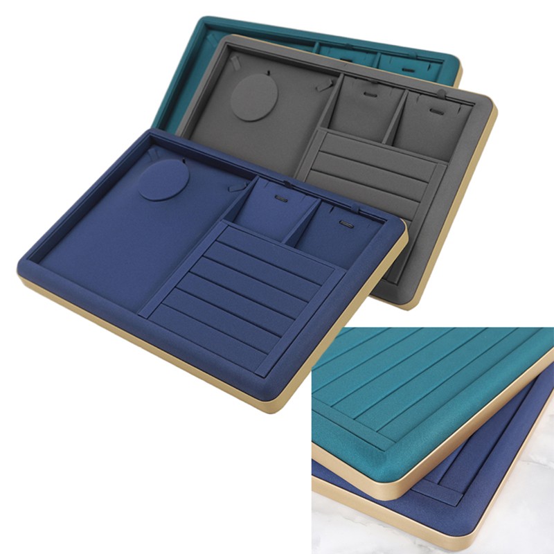 Jewelry Display Tray Manufacturer - Golden Metal Frame Microfiber