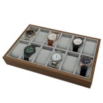 Watch Display Tray Manufacturer - Luxury Men's 12 Watches Gray Leather