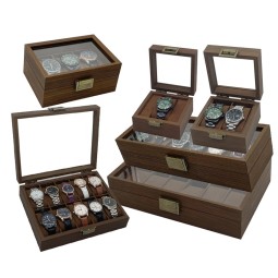 Wood Watch Box Manufacturer - Vintage Brown Walnut 1-12 Slots