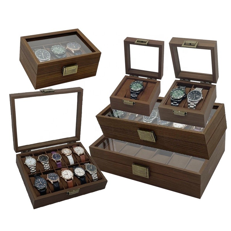 Wood Watch Box Manufacturer - Vintage Brown Walnut 1-12 Slots