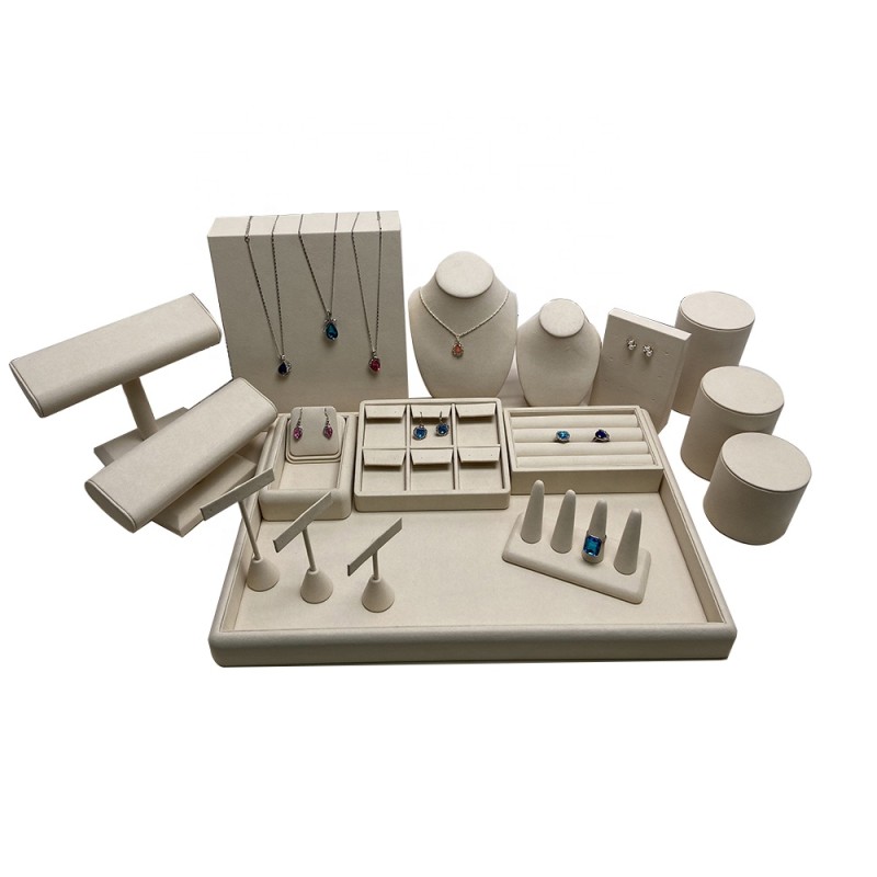 Jewelry Tray Manufacturer - Factory Custom Beige Microfiber Stand