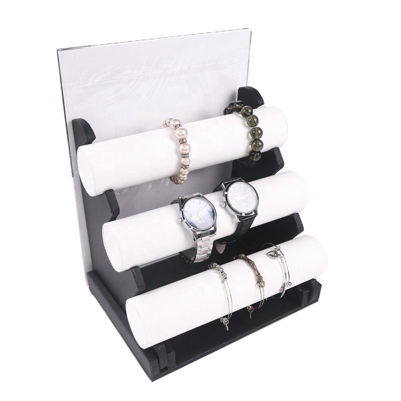 Bracelet Display Stand Manufacturer - Three Tier PU Leather T Bar