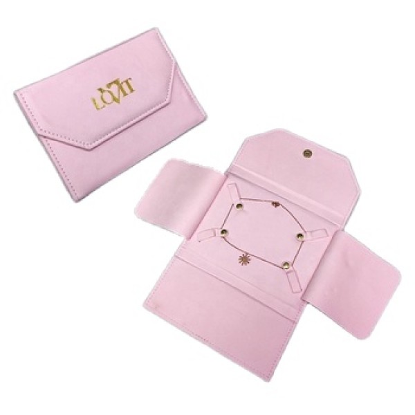 Jewelry Pouch Manufacturer - Custom Pink Velvet Gold Logo Travel