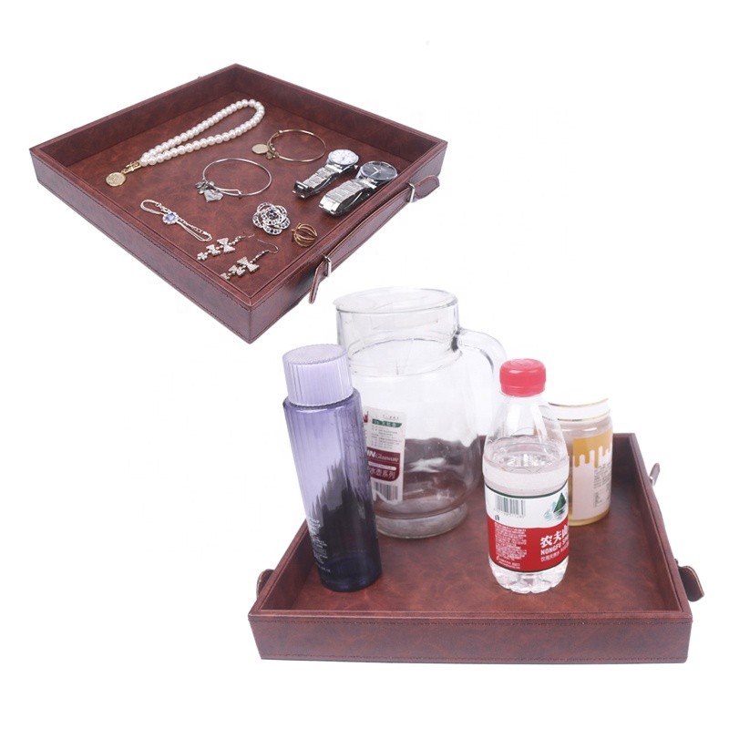 Serving Tray Manufacturer - Custom Single Tier PU Leather with Handle