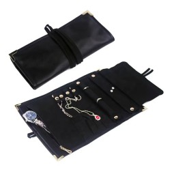 Travel Jewelry Roll Manufacturer - Microfiber Leather Necklace Pouch Bag