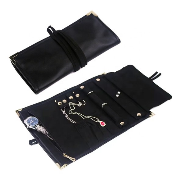 Travel Jewelry Roll Manufacturer - Microfiber Leather Necklace Pouch Bag