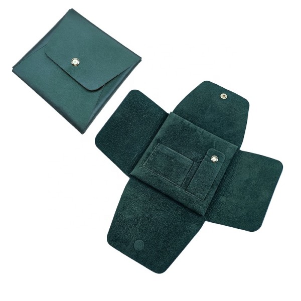 Portable Jewelry Box Manufacturer - Custom Green PU Leather Removable Pad