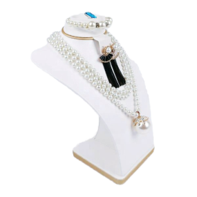 Jewelry Display Bust Manufacturer - White Leather Necklace Bangle Stand