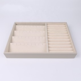 Jewelry Organizer Tray Manufacturer - Custom Beige Fancy PU Velvet