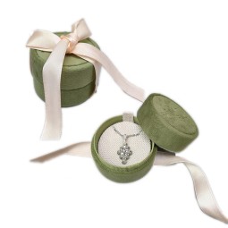 Velvet Ring Box Manufacturer - Round Velour Custom Logo Jewelry