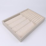 Jewelry Organizer Tray Manufacturer - Custom Beige Fancy PU Velvet