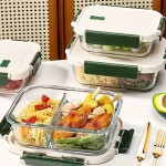 Meal Prep Container Manufacturer - Rectangle 3 Grids Borosilicate Glass