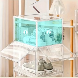 Acrylic Shoe Box Manufacturer - Transparent Stackable Magnetic Front