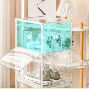 Acrylic Shoe Box Manufacturer - Transparent Stackable Magnetic Front