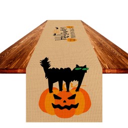 Halloween Table Runner Factory - Pumpkin Bat Witch Printed Mat