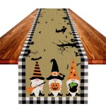 Halloween Table Runner Factory - Gnome Pumpkin Printed Linen Decor