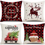 Christmas Cushion Cover Factory - Buffalo Plaid Antlers Design