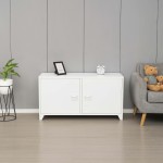 TV Stand Manufacturer - White Metal 2 Door Short Cabinet