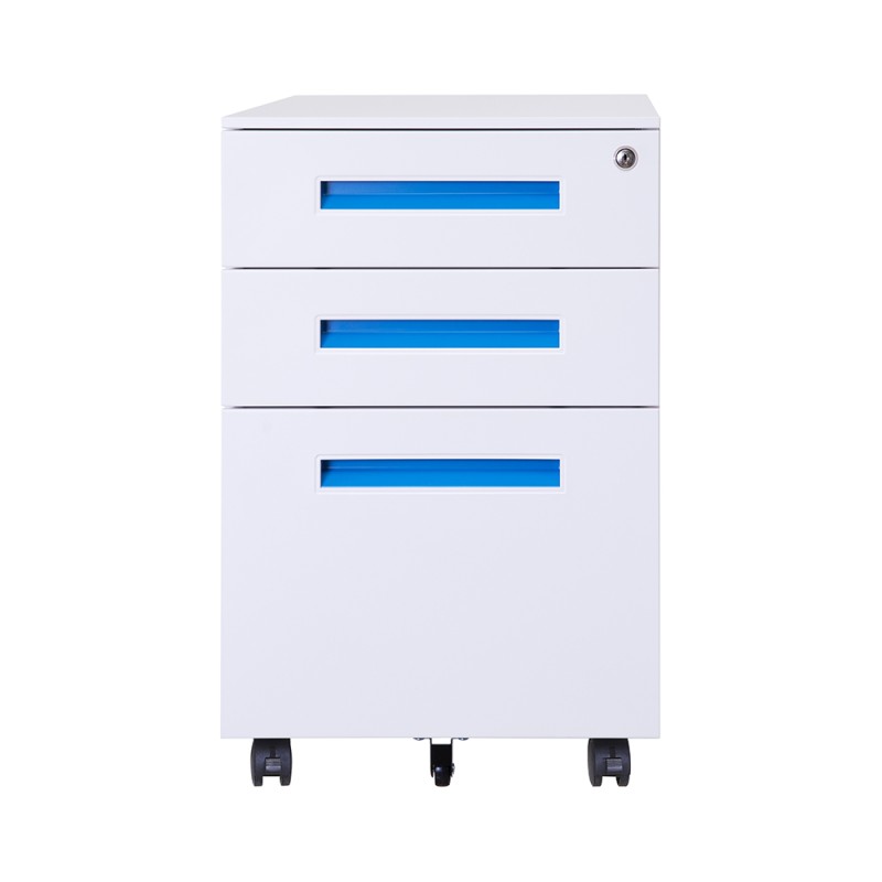 Steel Filing Cabinet Manufacturer - 3 Drawers Round Edge Mobile