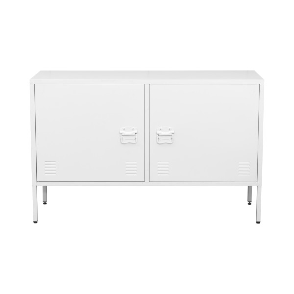 TV Stand Manufacturer - White Metal 2 Door Short Cabinet