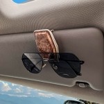 Glasses Clip Manufacturer - Wood Grain Leather Sunshade Ticket Clip