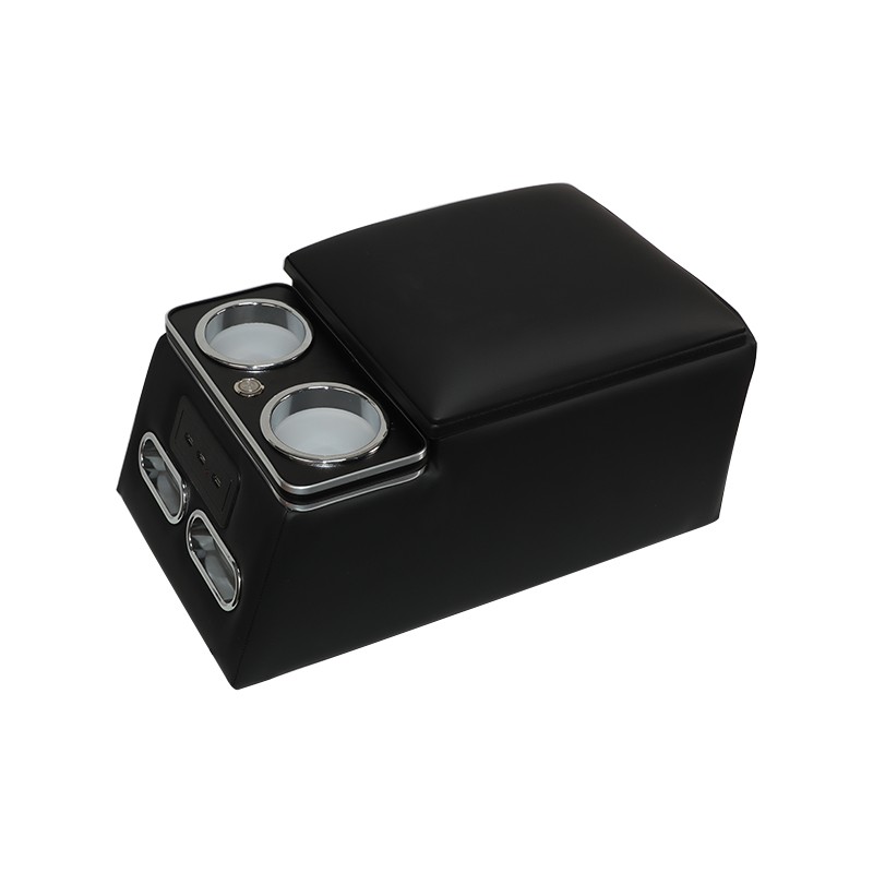 Armrest Box Manufacturer - Black Universal LED USB Console