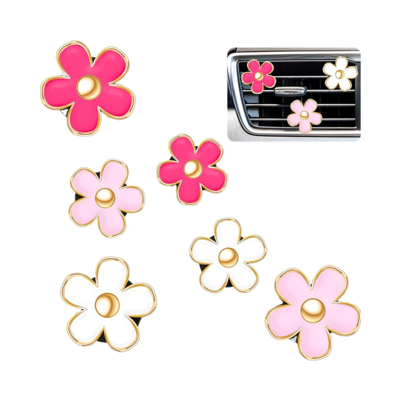 Air Vent Clip Manufacturer - Dashboard Red Pink Daisy Flower