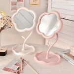 Desktop Makeup Mirror Factory - Creative Flower Plastic Rotatable Removable Storage