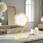 Desktop Makeup Mirror Factory - Creative Flower Plastic Rotatable Removable Storage