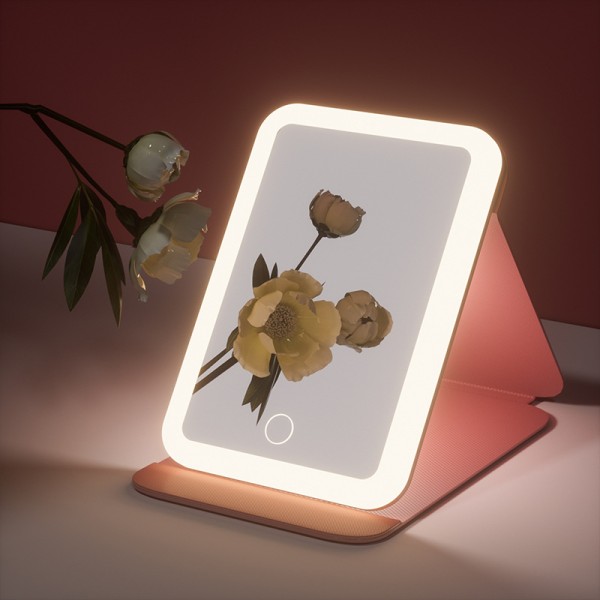 LED Desktop Mirror Factory - Portable Custom Logo LED 3 Color Touch Screen USB