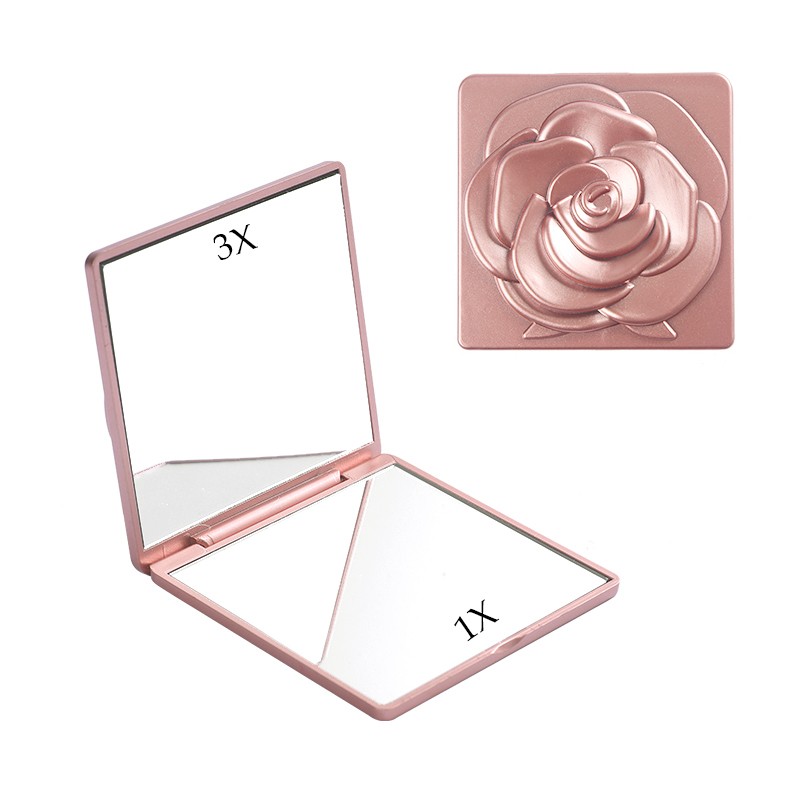 Pocket Cosmetic Mirror Factory - Portable Folding Double Sided Mini Gilded Plated Rose