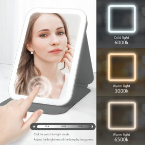 LED Makeup Mirror Supplier - Custom LED Three Color Touch Screen USB Rechargeable