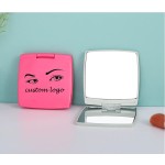 Pocket Cosmetic Mirror Supplier - Custom Logo Portable Mini ABS Plastic Square Travel