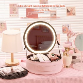 LED Cosmetic Bag Mirror Supplier - Large Capacity Portable Round Personalized LED