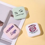 Pocket Makeup Mirror Manufacturer - Custom Logo Mini Double Sided Folding Plastic Square