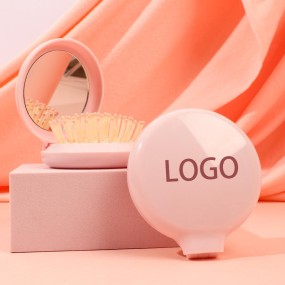 Makeup Mirror Manufacturer - Custom Logo Portable with Comb Folding Pocket Hairbrush