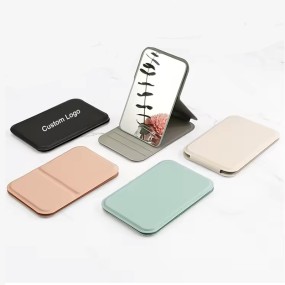 Pocket Vanity Mirror Supplier - Portable Leather Folding Square Easy Carry Multi Color
