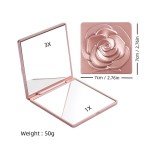 Pocket Cosmetic Mirror Factory - Portable 3X Magnification Double Sided Mini Rose
